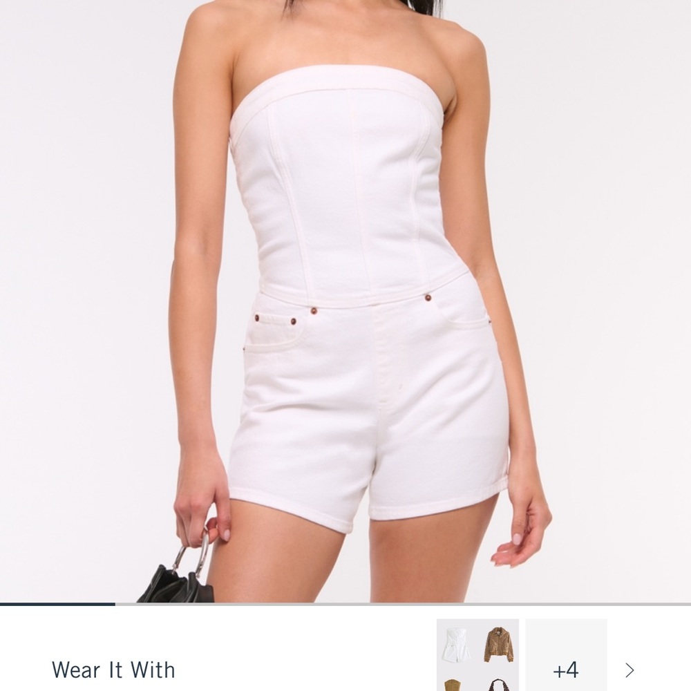 Abercrombie & Fitch White Strapless Romper